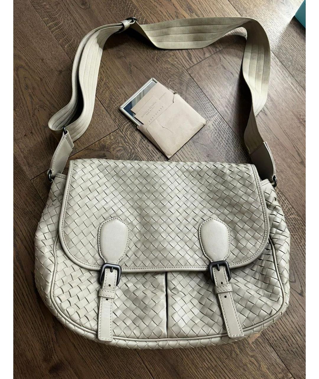 BOTTEGA VENETA Бежевая кожаная сумка через плечо, фото 3