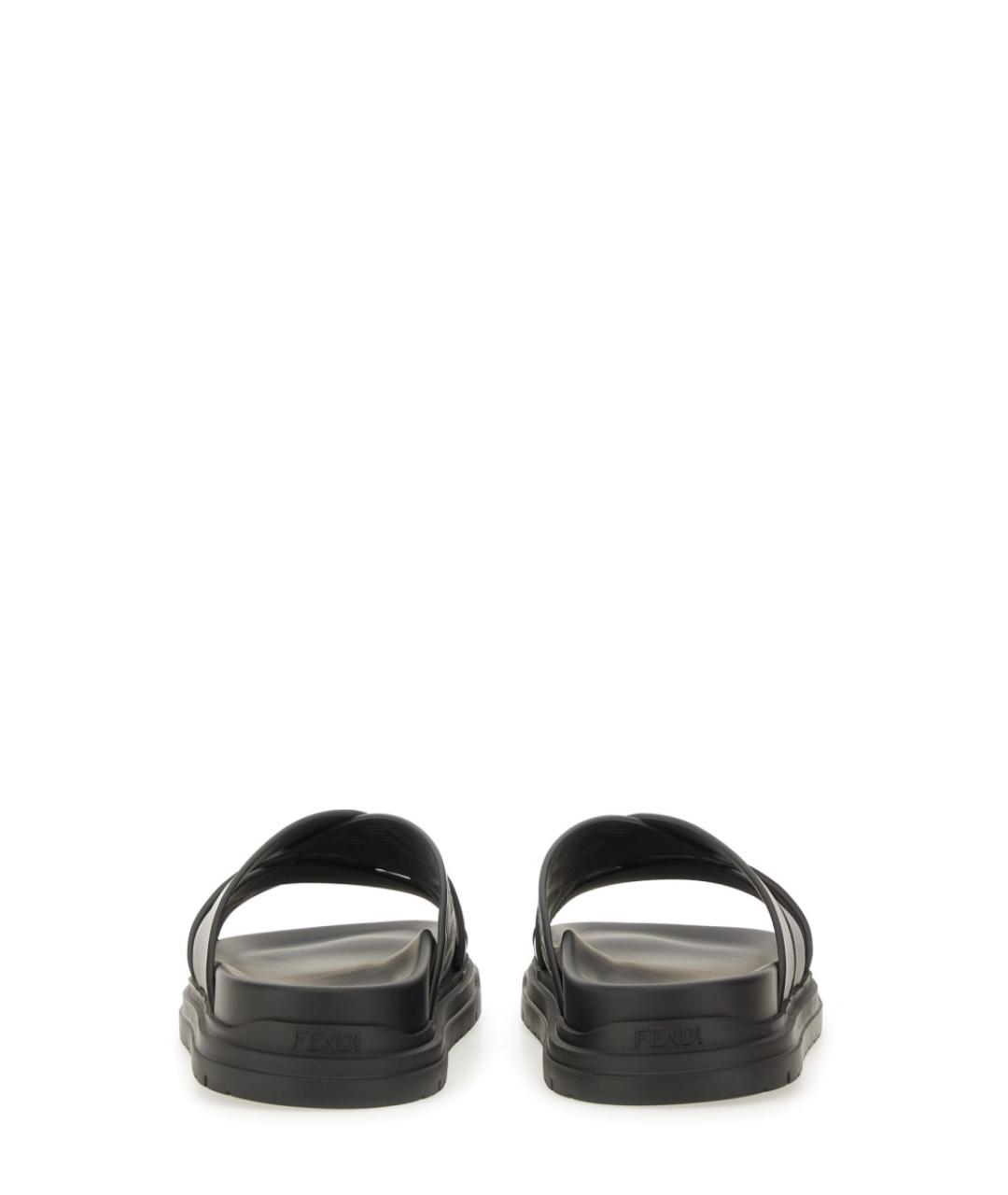 FENDI Черные кожаные шлепанцы, фото 3