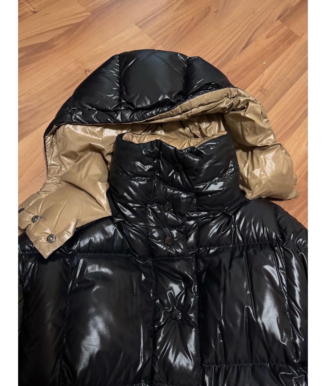 MONCLER Черный полиэстеровый пуховик, фото 4