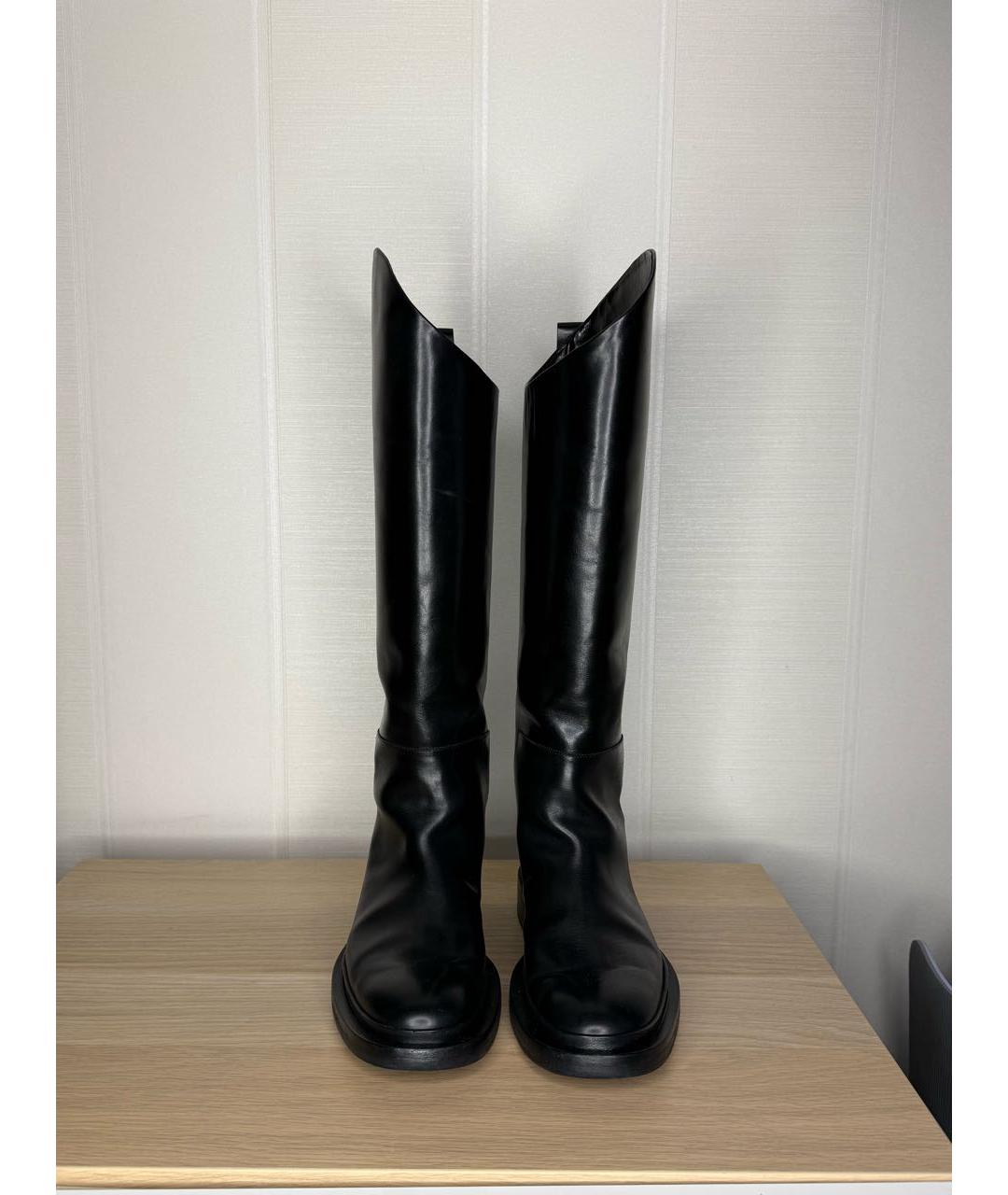 JIL SANDER Черные кожаные сапоги, фото 2