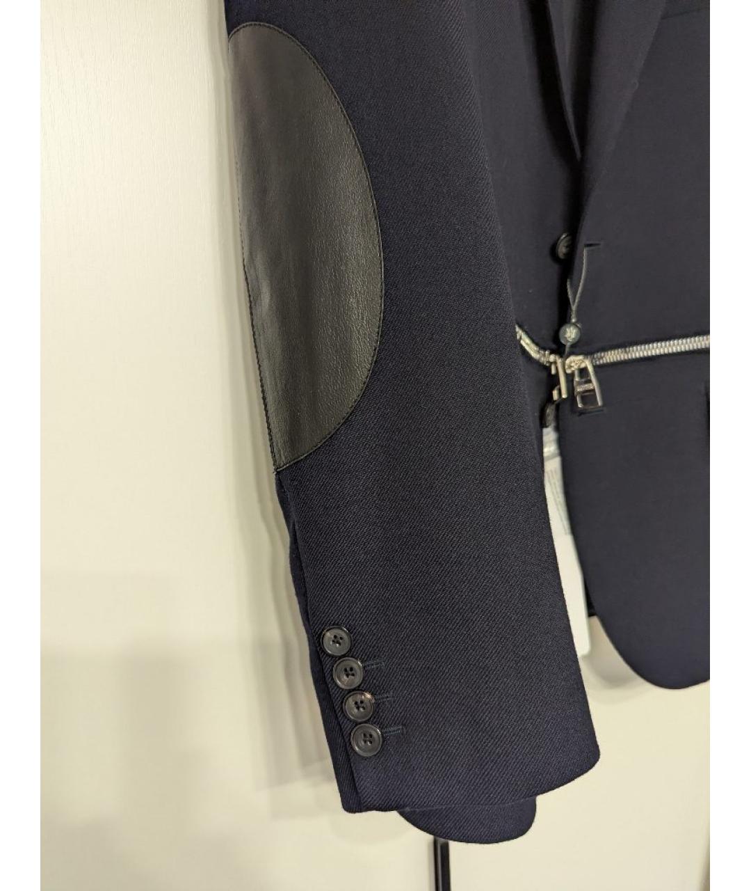 ALEXANDER MCQUEEN Темно-синий шерстяной пиджак, фото 8
