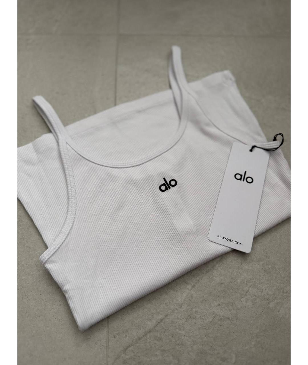 ALO YOGA Белая хлопковая майка, фото 2