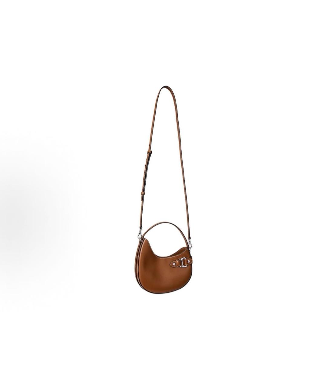 POLO RALPH LAUREN Коричневая кожаная сумка через плечо, фото 2