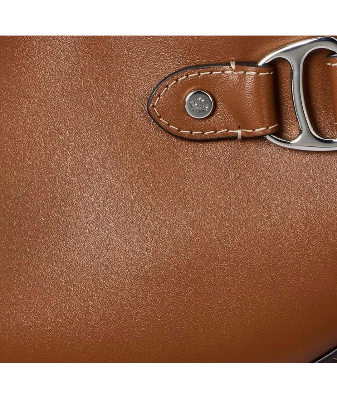 POLO RALPH LAUREN Коричневая кожаная сумка через плечо, фото 5