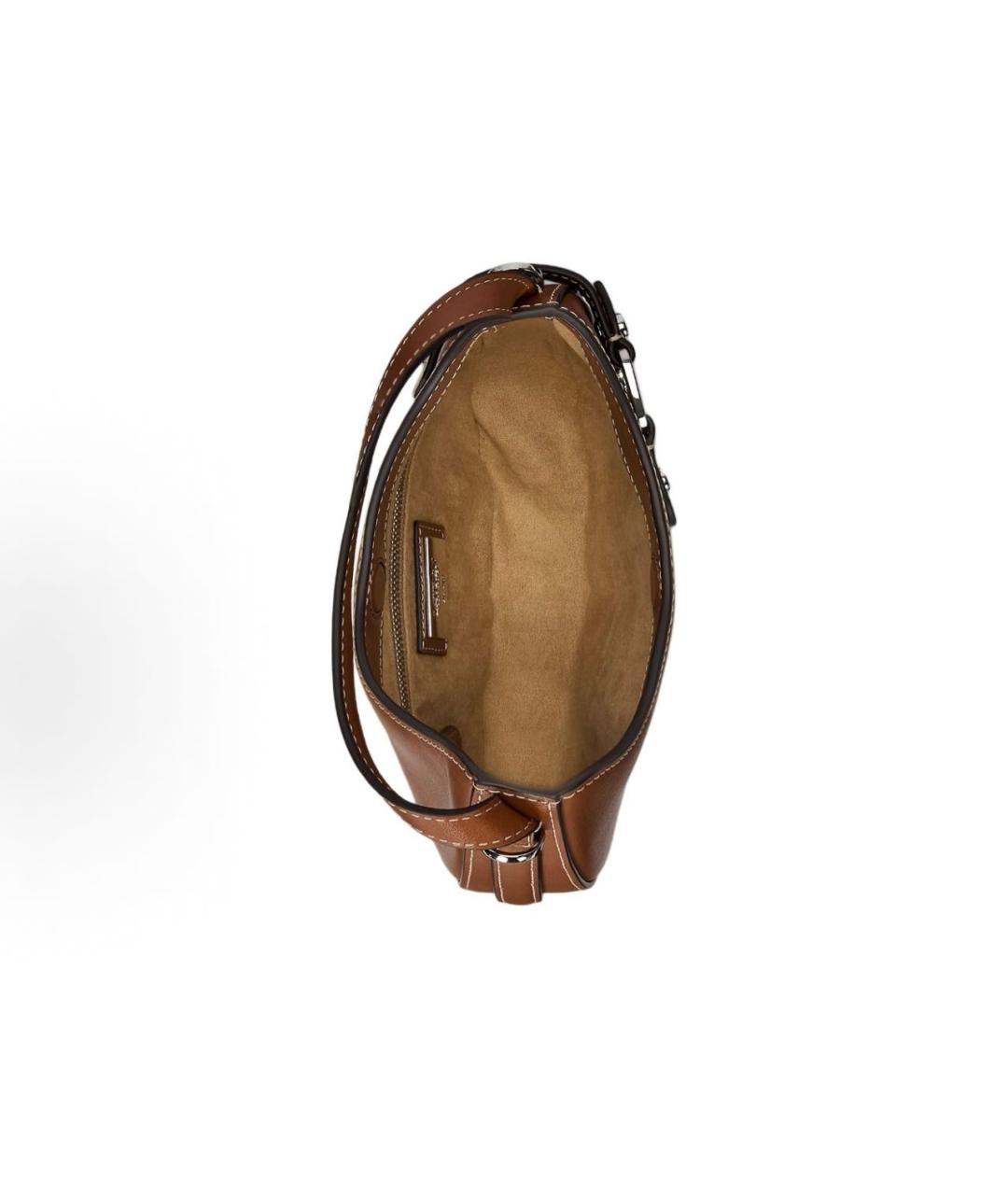 POLO RALPH LAUREN Коричневая кожаная сумка через плечо, фото 4