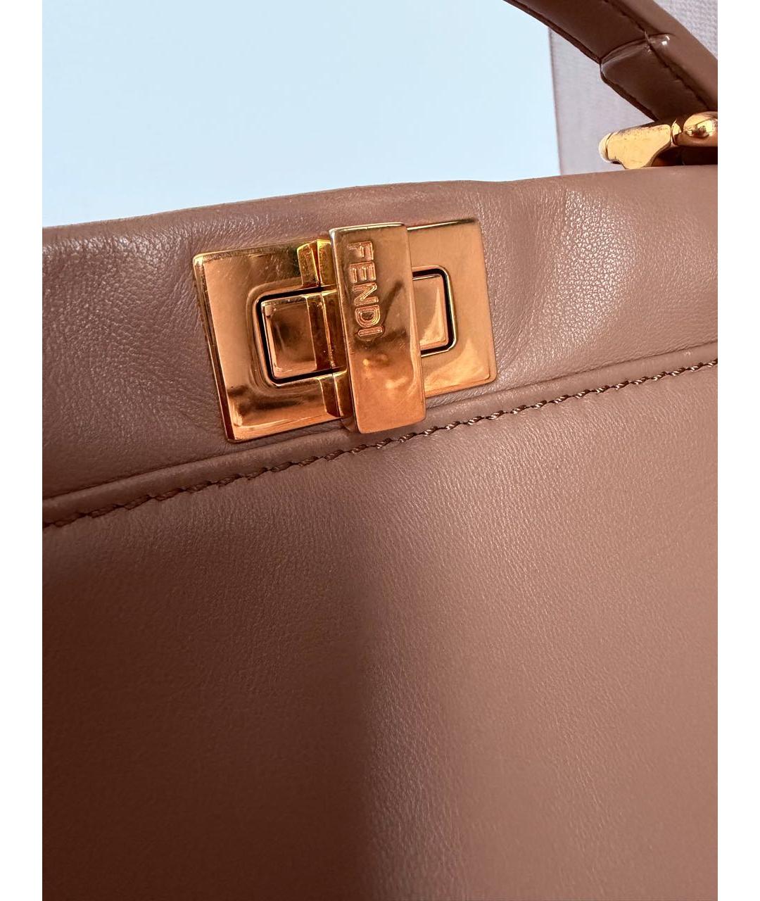 FENDI Бежевая кожаная сумка через плечо, фото 5