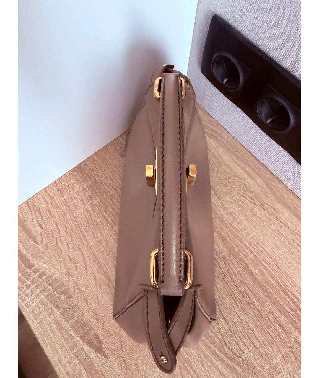 FENDI Бежевая кожаная сумка через плечо, фото 3