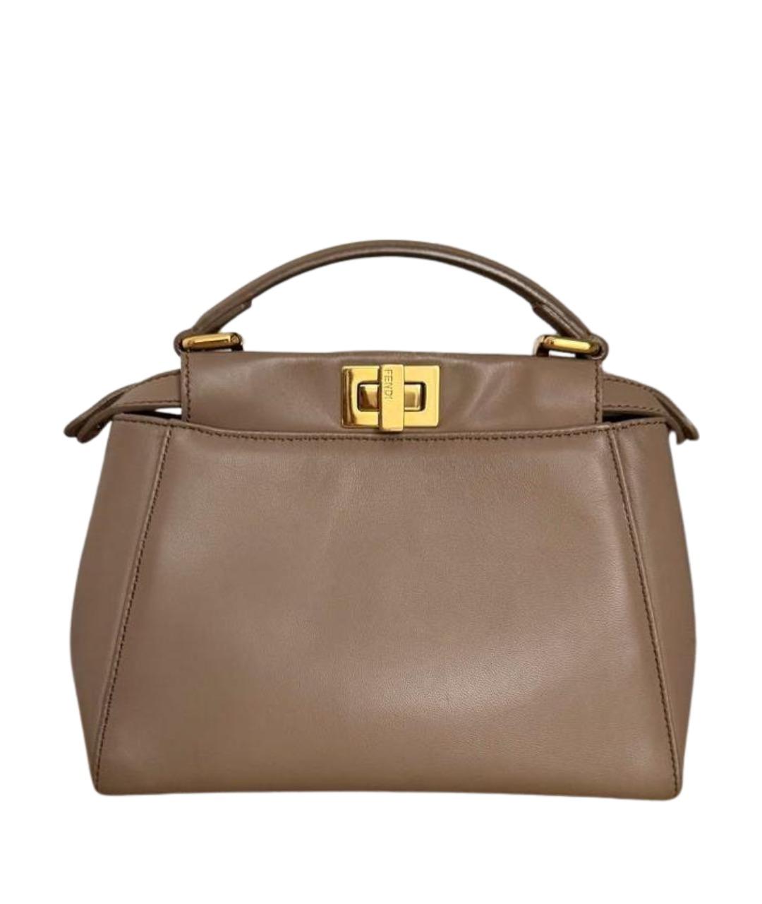 FENDI Бежевая кожаная сумка через плечо, фото 1