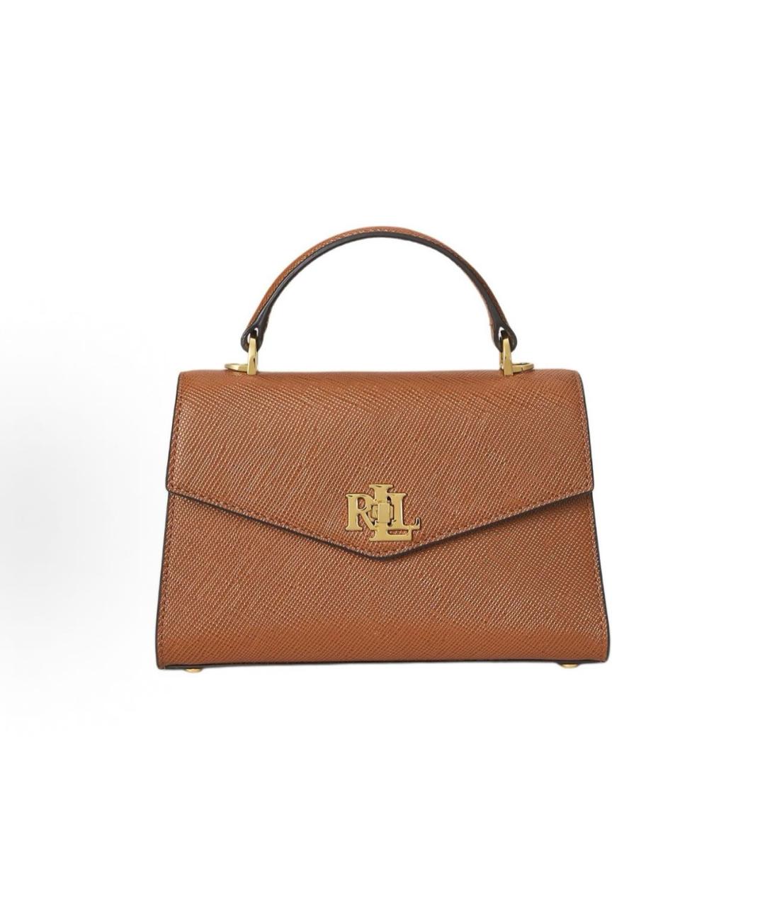 POLO RALPH LAUREN Коричневая кожаная сумка с короткими ручками, фото 7