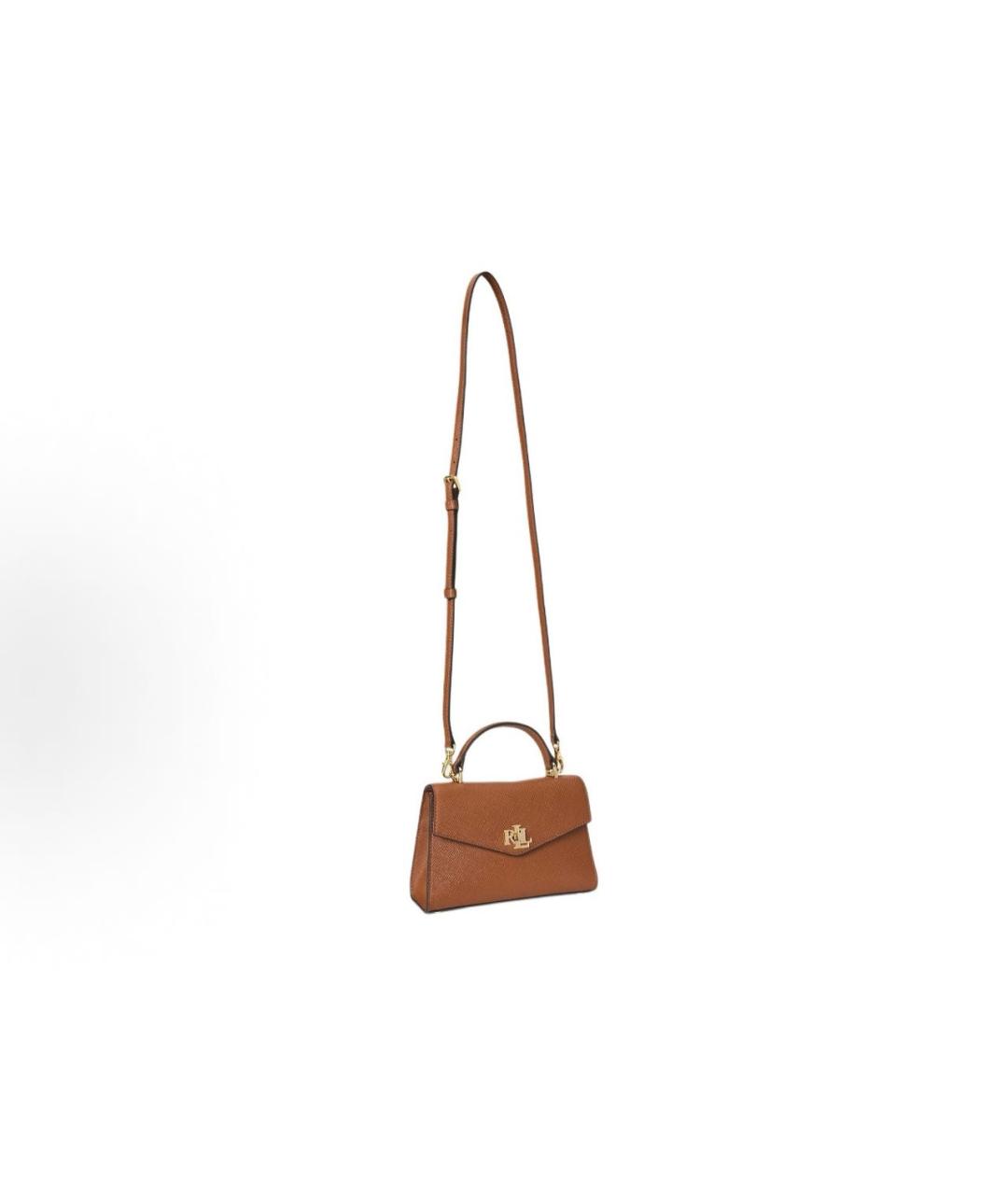 POLO RALPH LAUREN Коричневая кожаная сумка с короткими ручками, фото 2