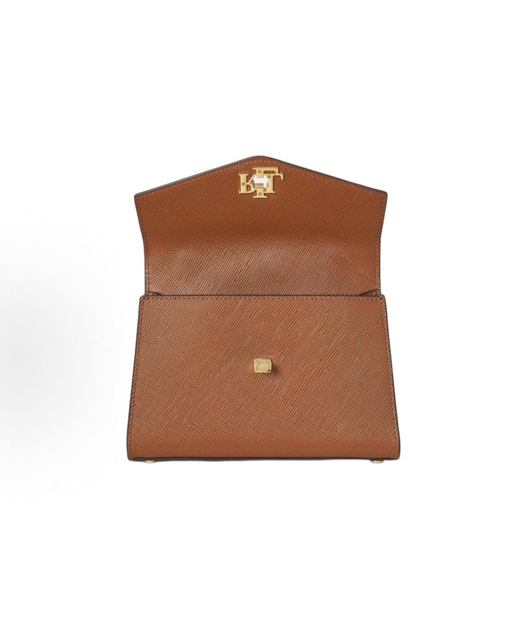 POLO RALPH LAUREN Коричневая кожаная сумка с короткими ручками, фото 5