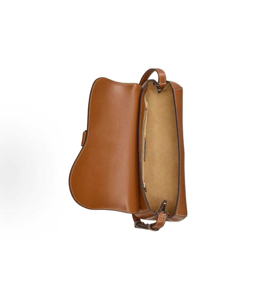 POLO RALPH LAUREN Коричневая кожаная сумка с короткими ручками, фото 4