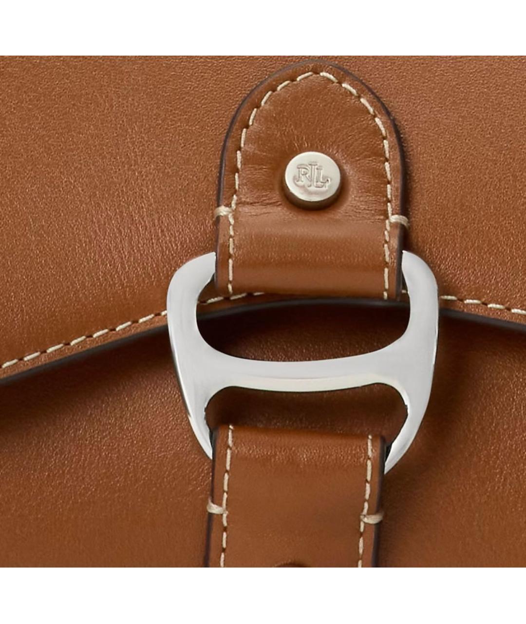 POLO RALPH LAUREN Коричневая кожаная сумка с короткими ручками, фото 5