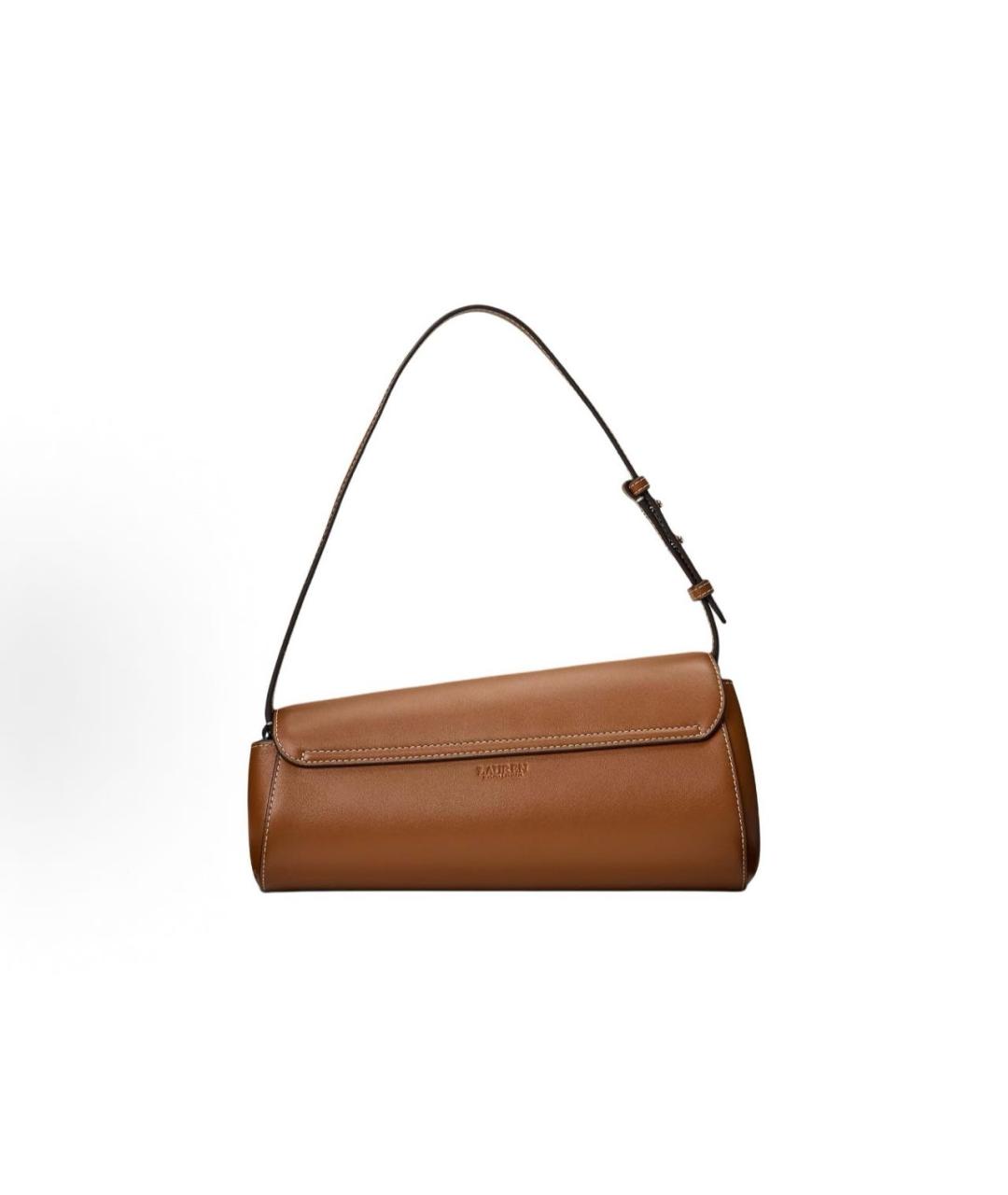 POLO RALPH LAUREN Коричневая кожаная сумка с короткими ручками, фото 3