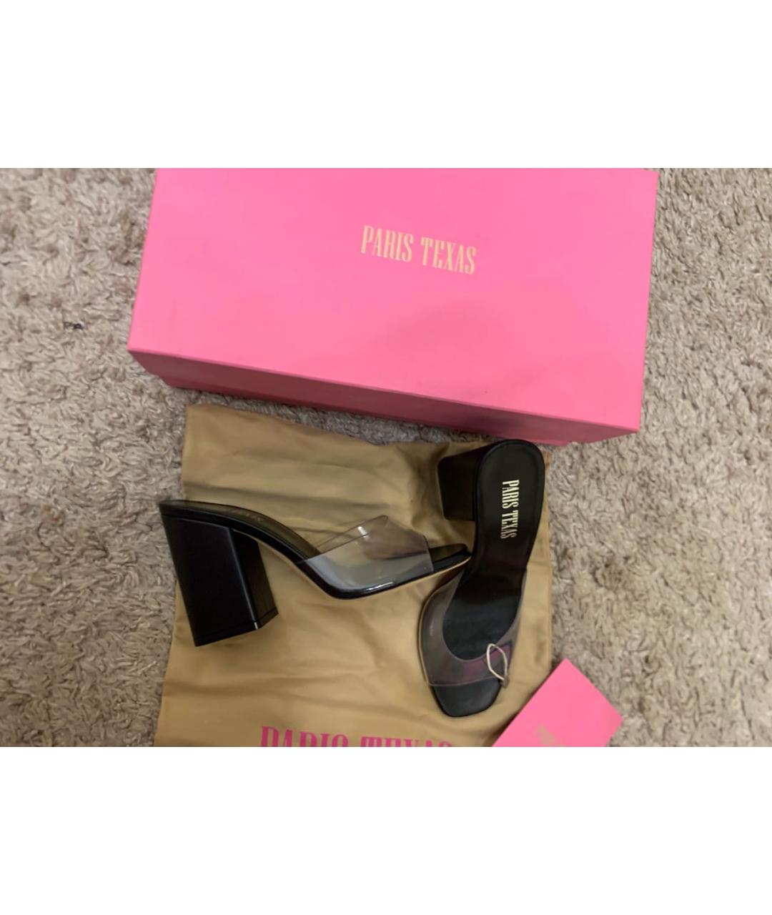 PARIS TEXAS Черные кожаные босоножки, фото 3