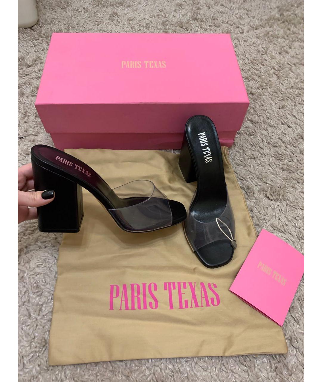 PARIS TEXAS Черные кожаные босоножки, фото 2