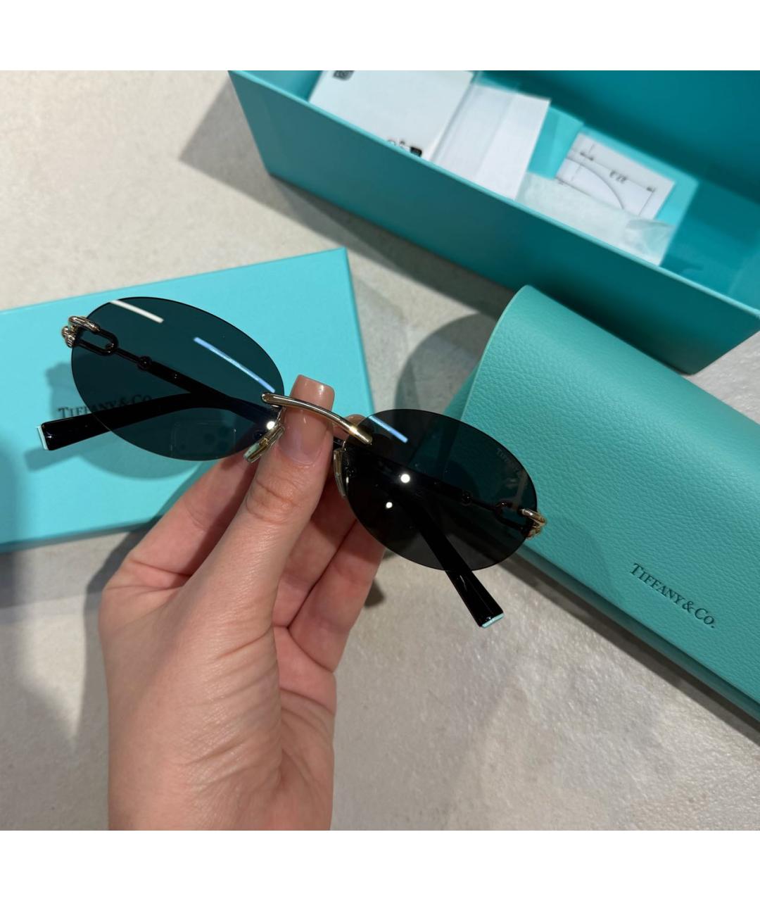 TIFFANY&CO Серые металлические солнцезащитные очки, фото 4