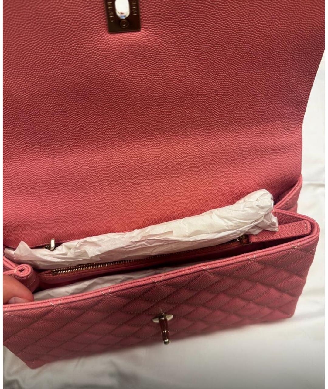 CHANEL Розовая кожаная сумка с короткими ручками, фото 3