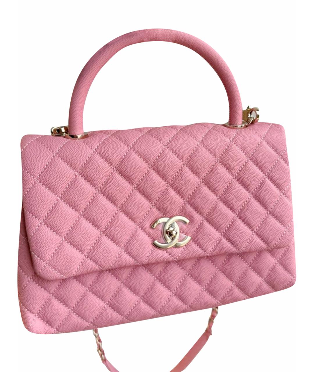 CHANEL Розовая кожаная сумка с короткими ручками, фото 1