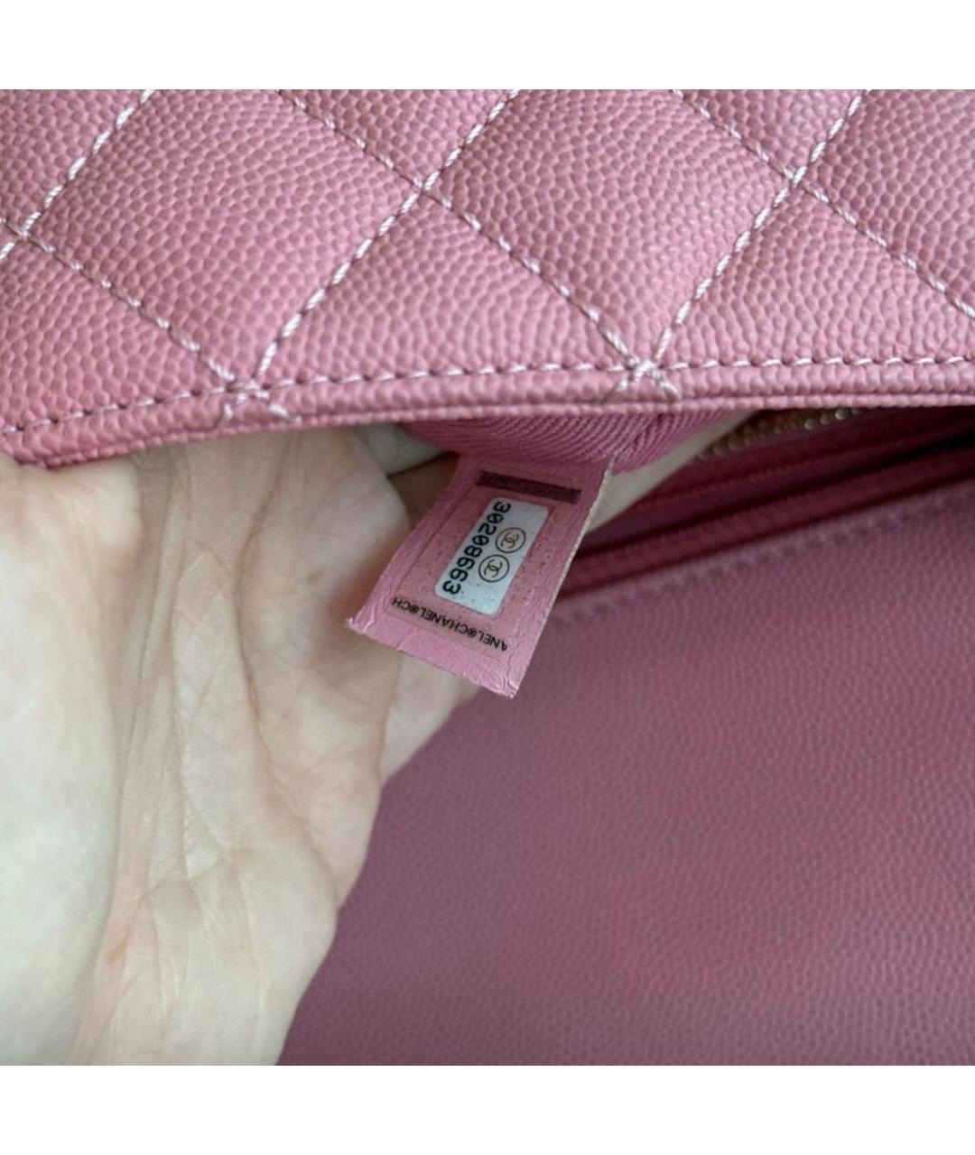 CHANEL Розовая кожаная сумка с короткими ручками, фото 4