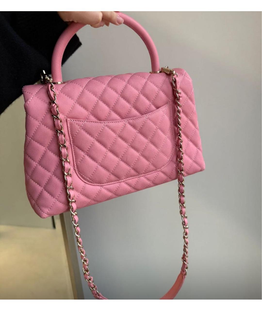 CHANEL Розовая кожаная сумка с короткими ручками, фото 2