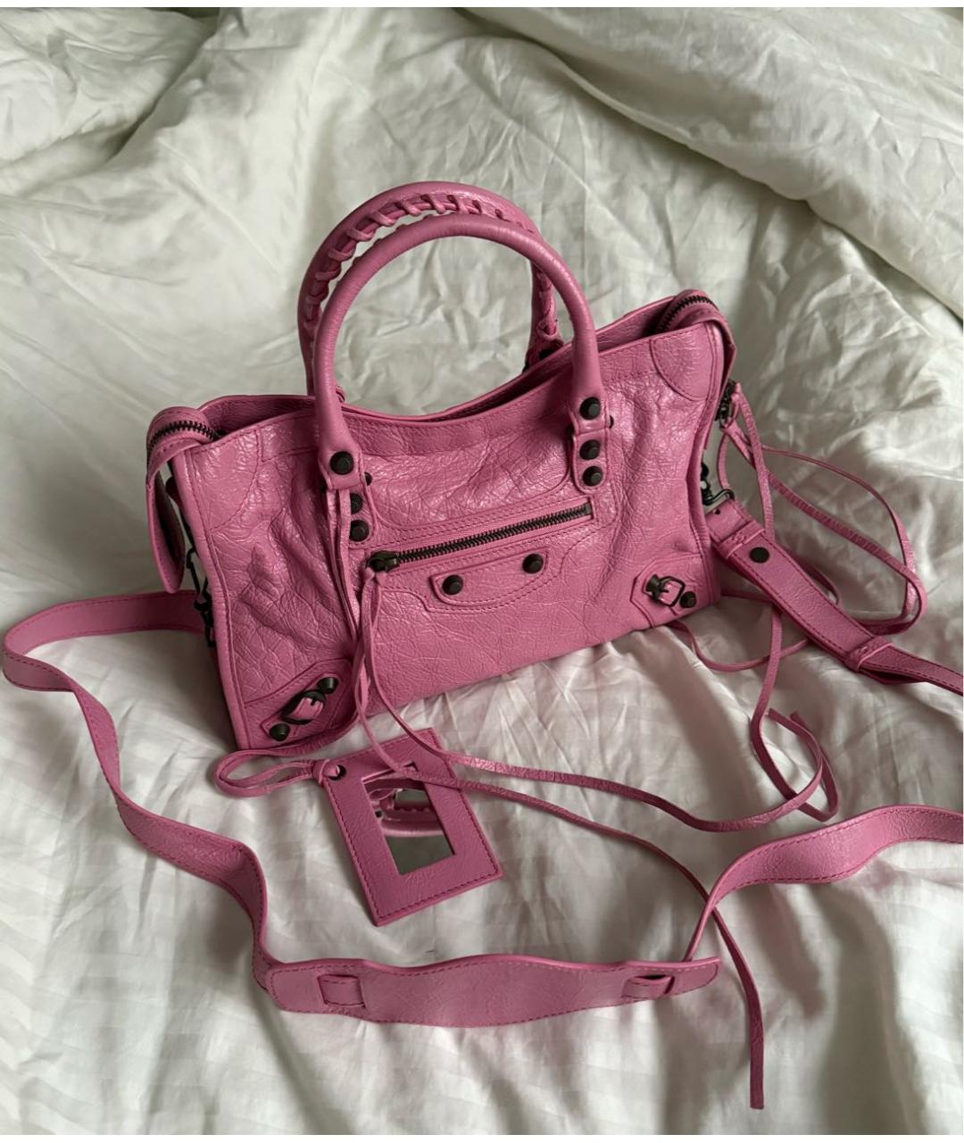 BALENCIAGA Розовая кожаная сумка с короткими ручками, фото 9