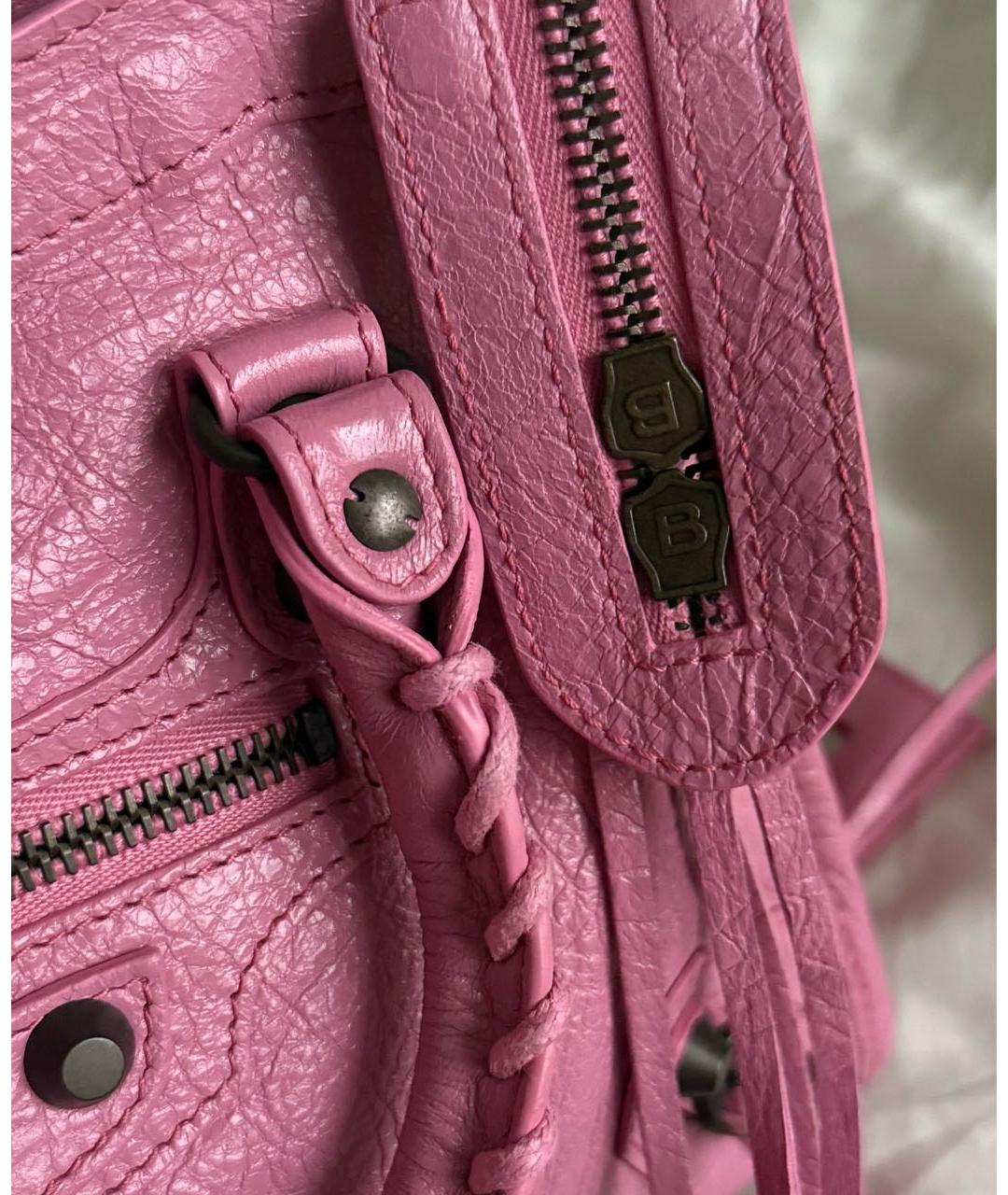 BALENCIAGA Розовая кожаная сумка с короткими ручками, фото 5