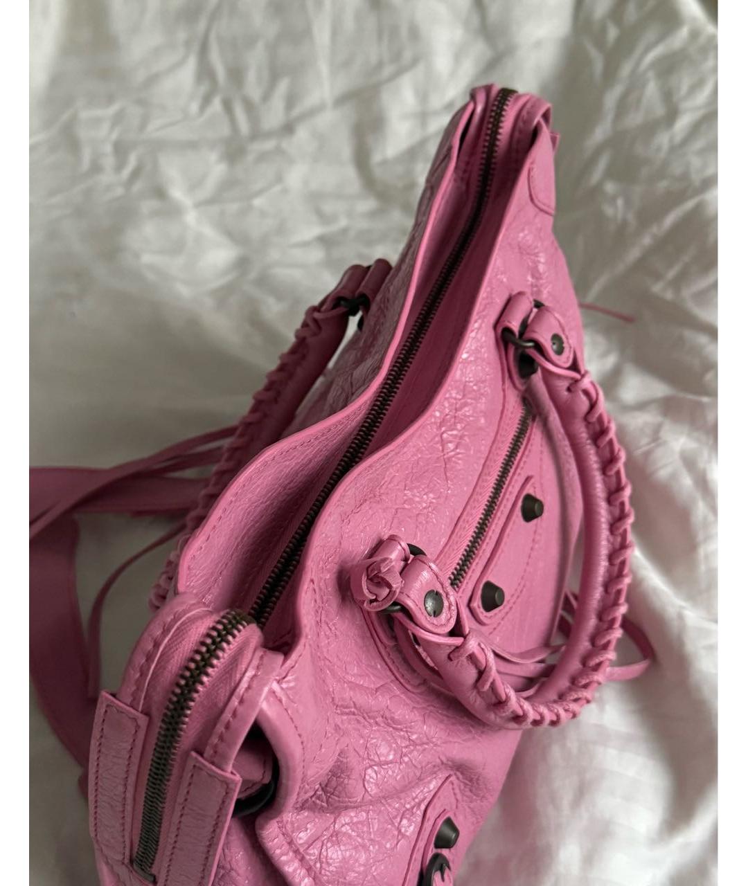 BALENCIAGA Розовая кожаная сумка с короткими ручками, фото 4