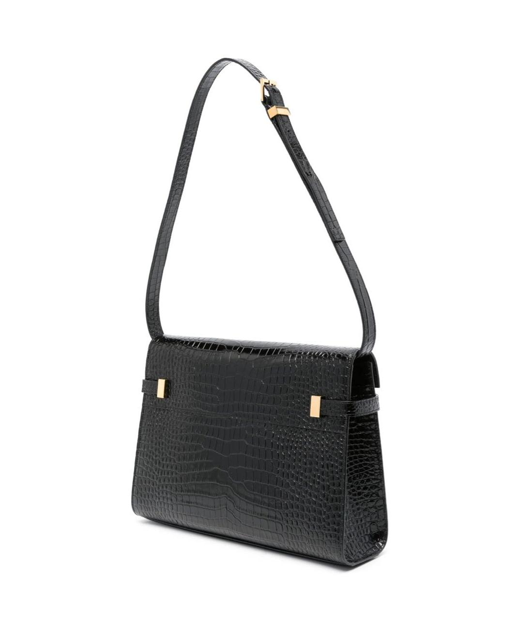 SAINT LAURENT Черная сумка с короткими ручками из лакированной кожи, фото 2