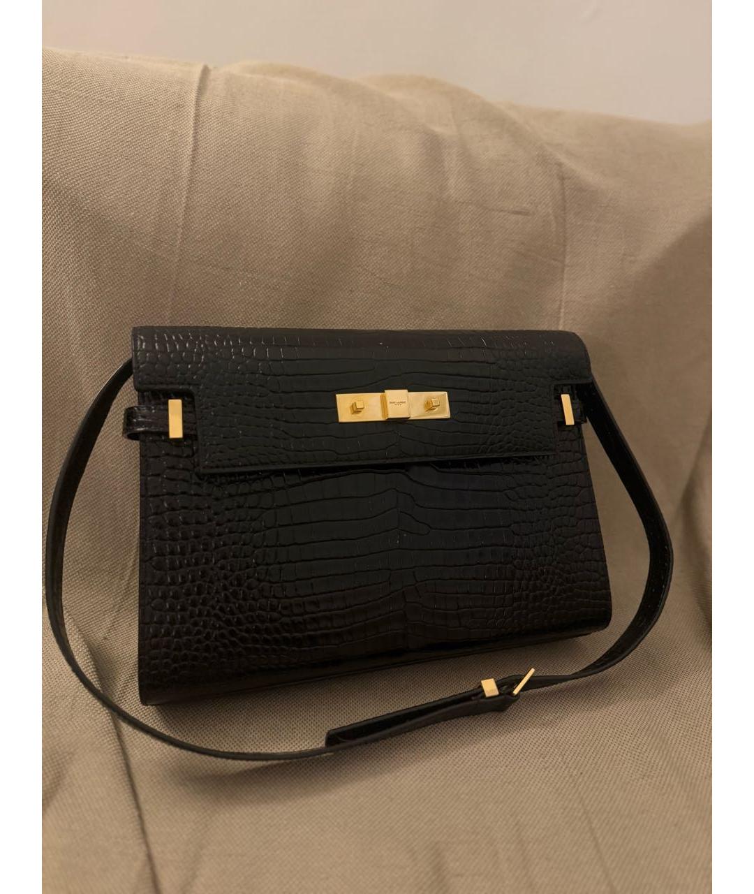 SAINT LAURENT Черная сумка с короткими ручками из лакированной кожи, фото 5