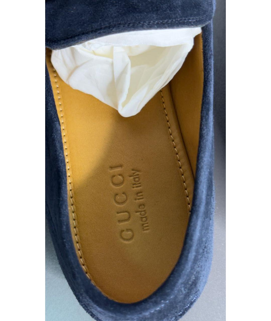 GUCCI Темно-синие замшевые туфли, фото 5