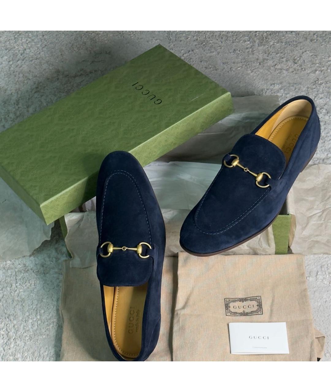 GUCCI Темно-синие замшевые туфли, фото 7