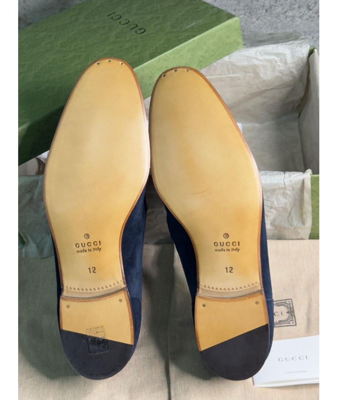 GUCCI Темно-синие замшевые туфли, фото 6