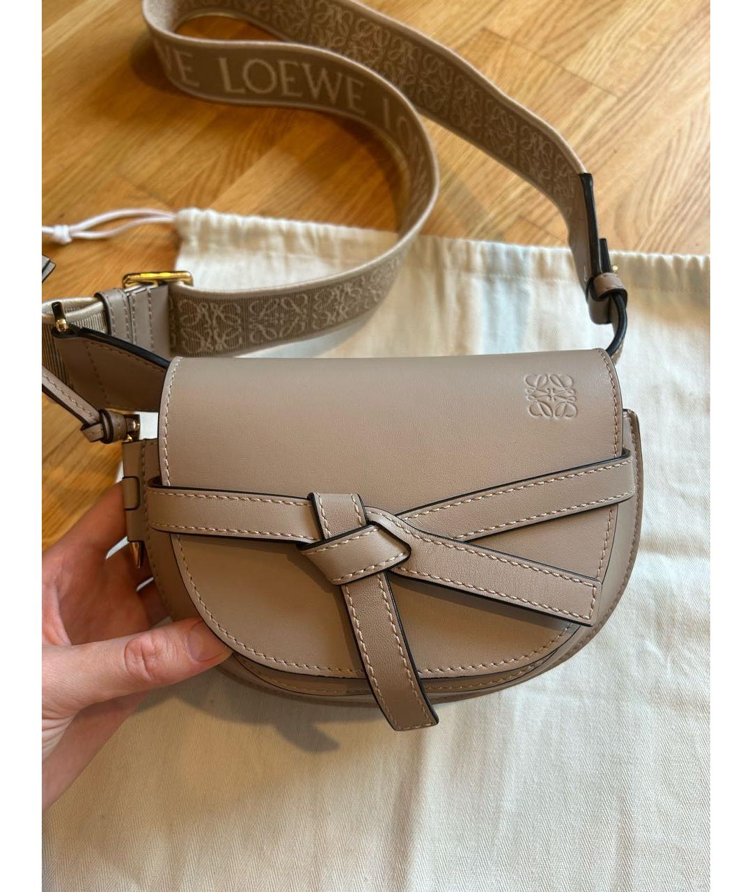 LOEWE Бежевая кожаная сумка через плечо, фото 7