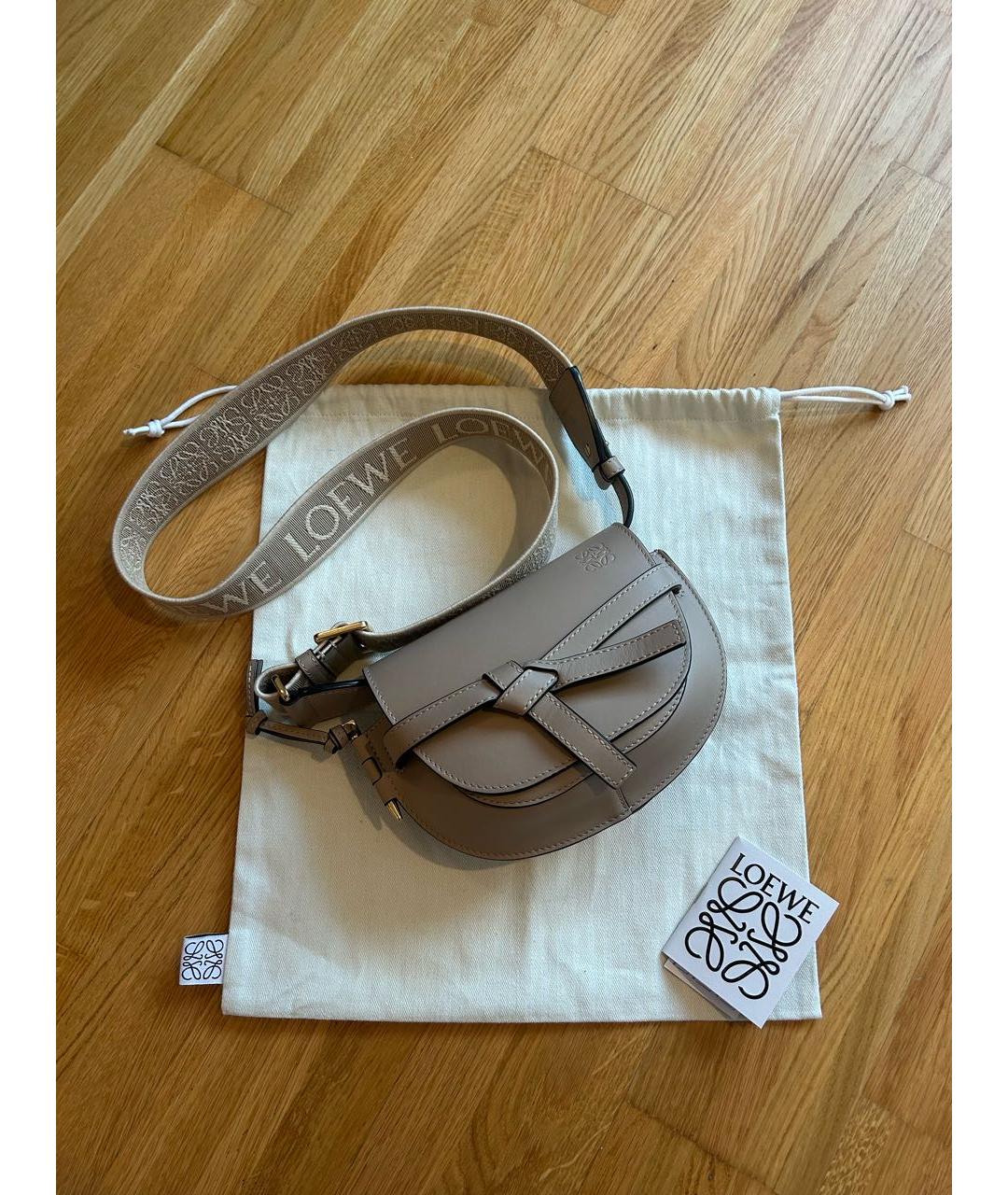 LOEWE Бежевая кожаная сумка через плечо, фото 5