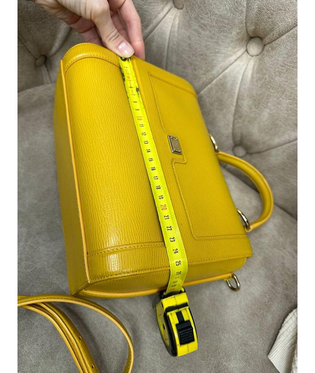 DOLCE&GABBANA Желтая кожаная сумка через плечо, фото 3