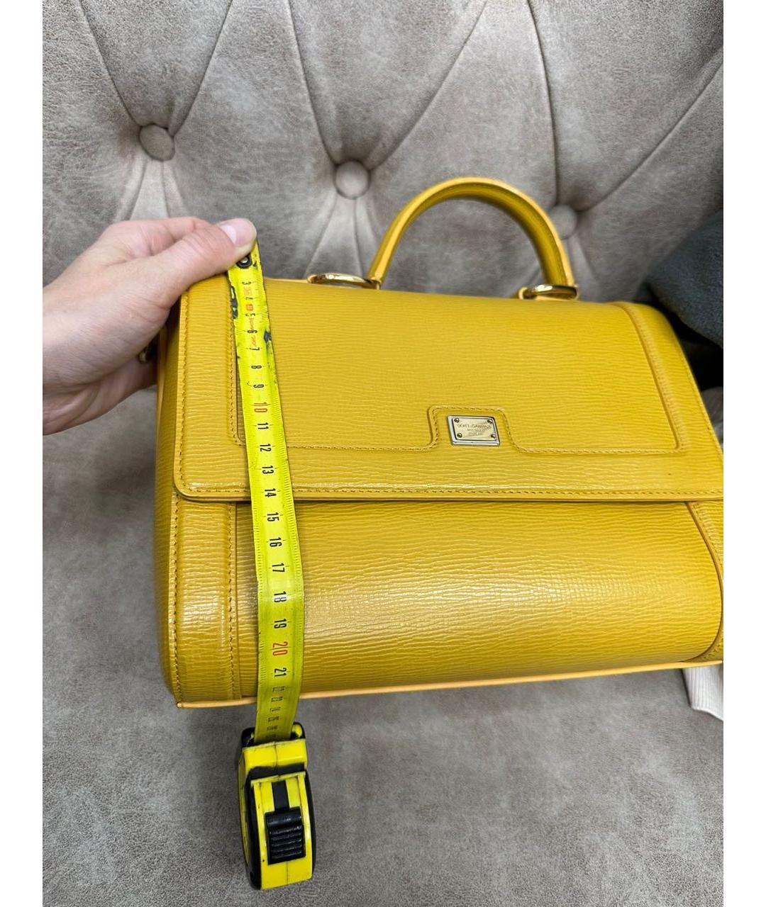 DOLCE&GABBANA Желтая кожаная сумка через плечо, фото 2