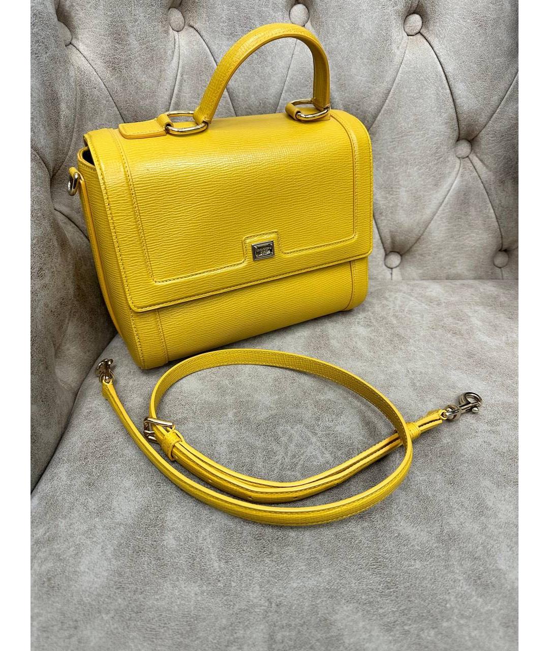 DOLCE&GABBANA Желтая кожаная сумка через плечо, фото 5