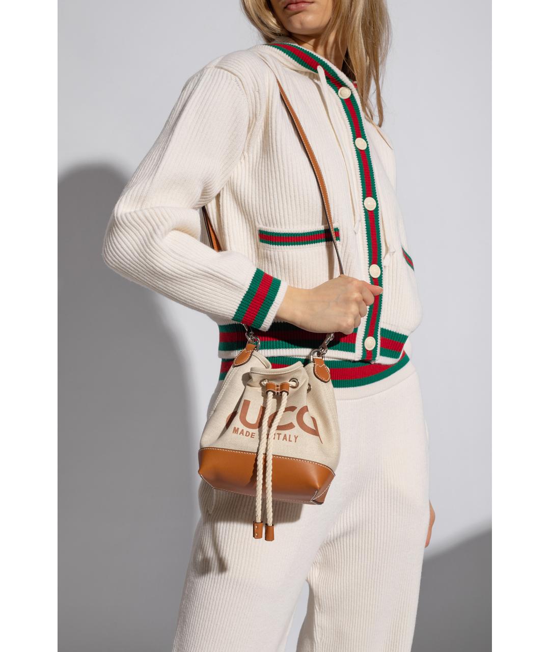 GUCCI Бежевая тканевая сумка через плечо, фото 6