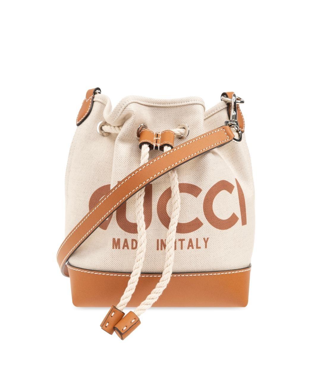 GUCCI Бежевая тканевая сумка через плечо, фото 1