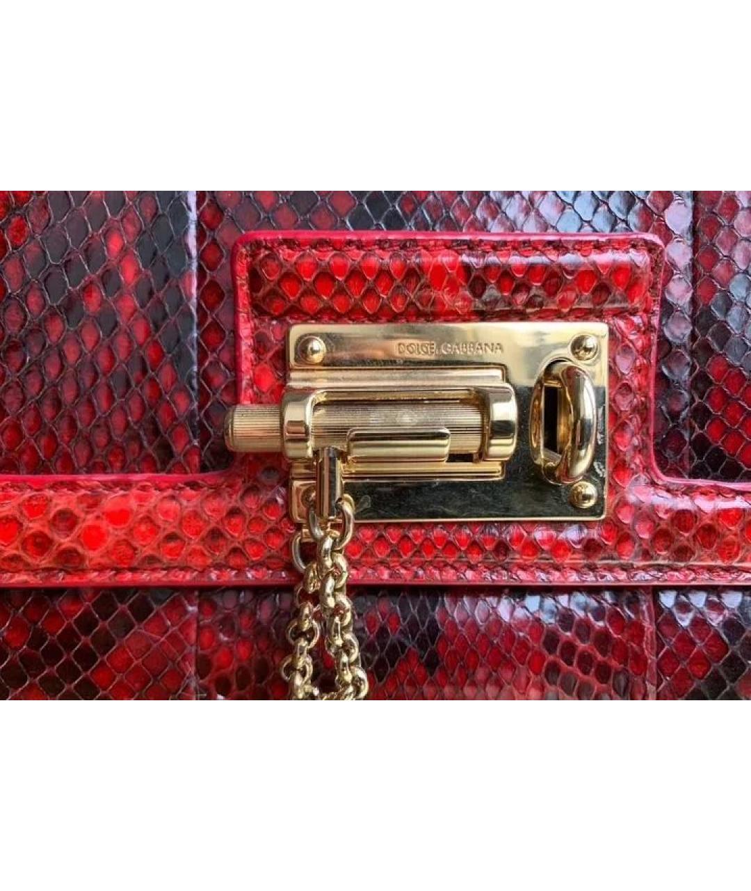 DOLCE&GABBANA Бордовая сумка через плечо из экзотической кожи, фото 4