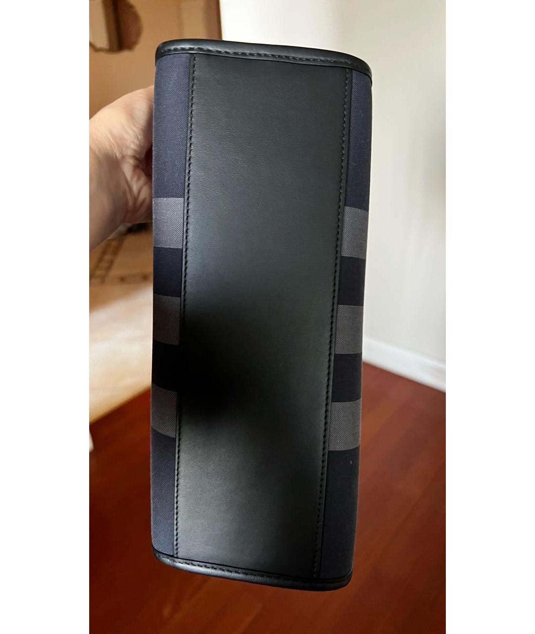 BURBERRY Темно-синяя кожаная сумка с короткими ручками, фото 4