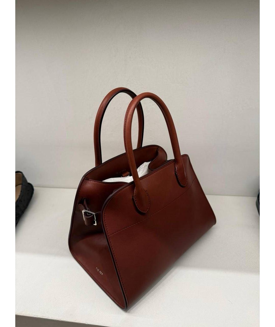 THE ROW Коричневая кожаная сумка с короткими ручками, фото 2