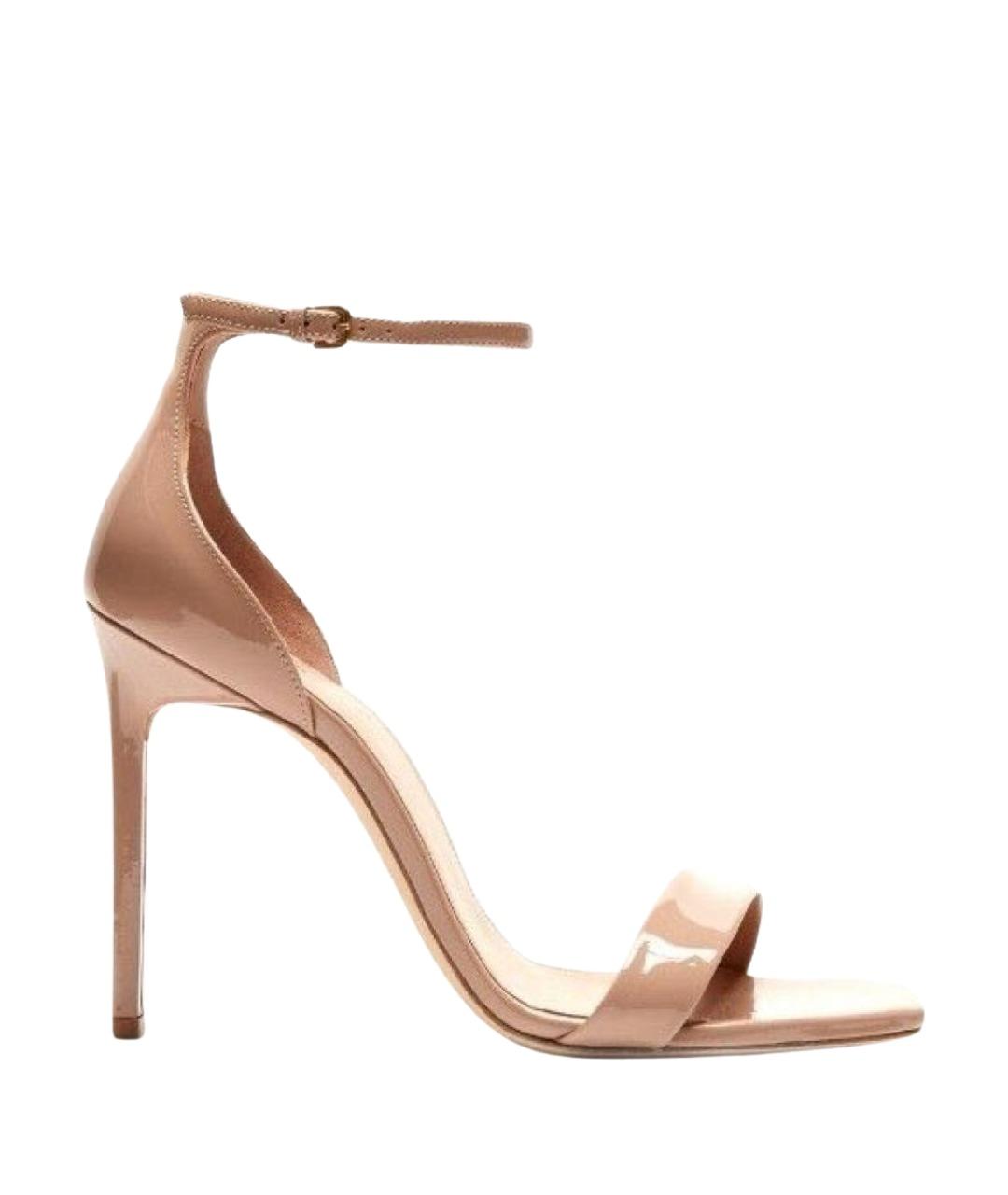 SAINT LAURENT Бежевые босоножки из лакированной кожи, фото 1