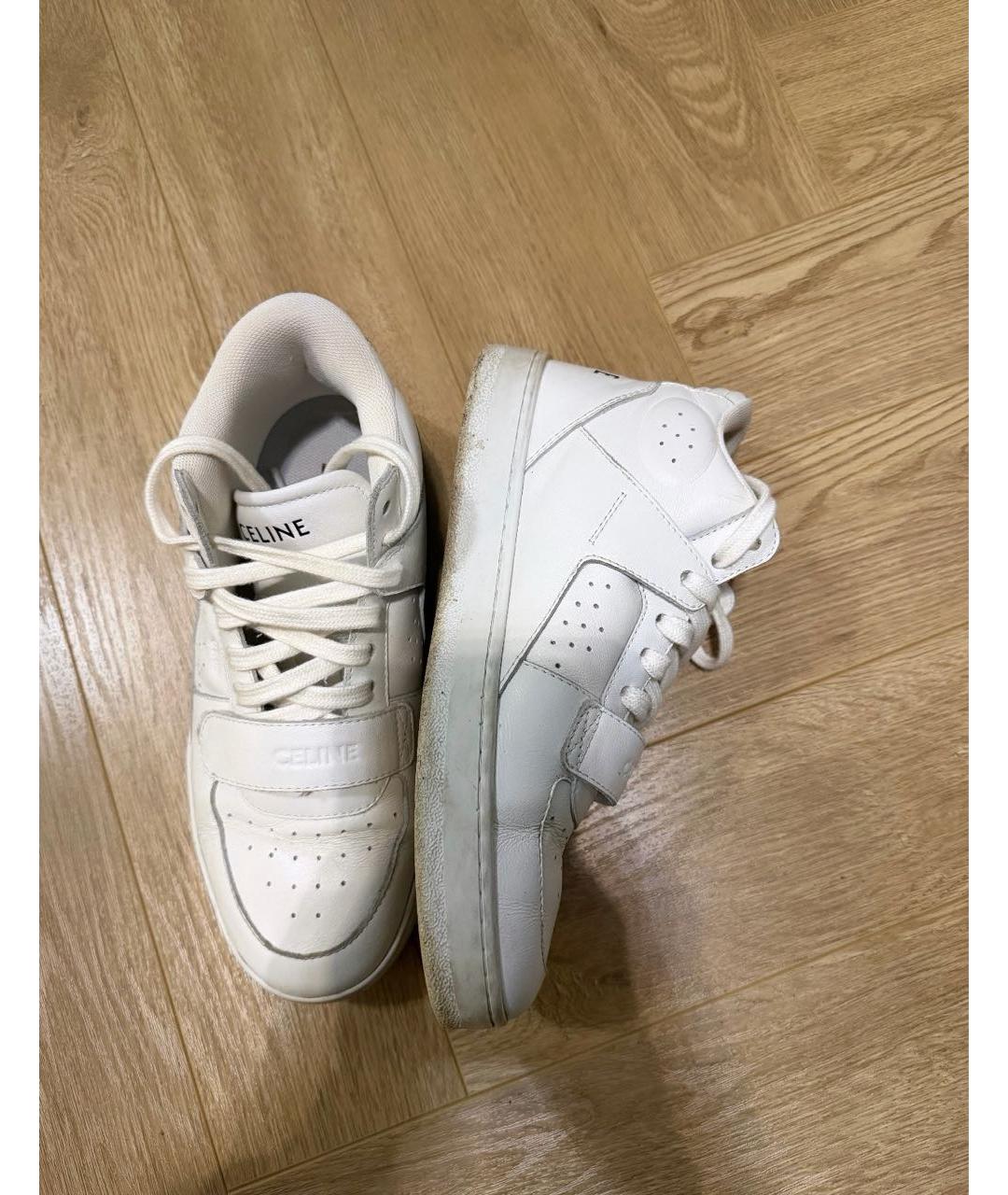 CELINE Белые кожаные кеды, фото 3