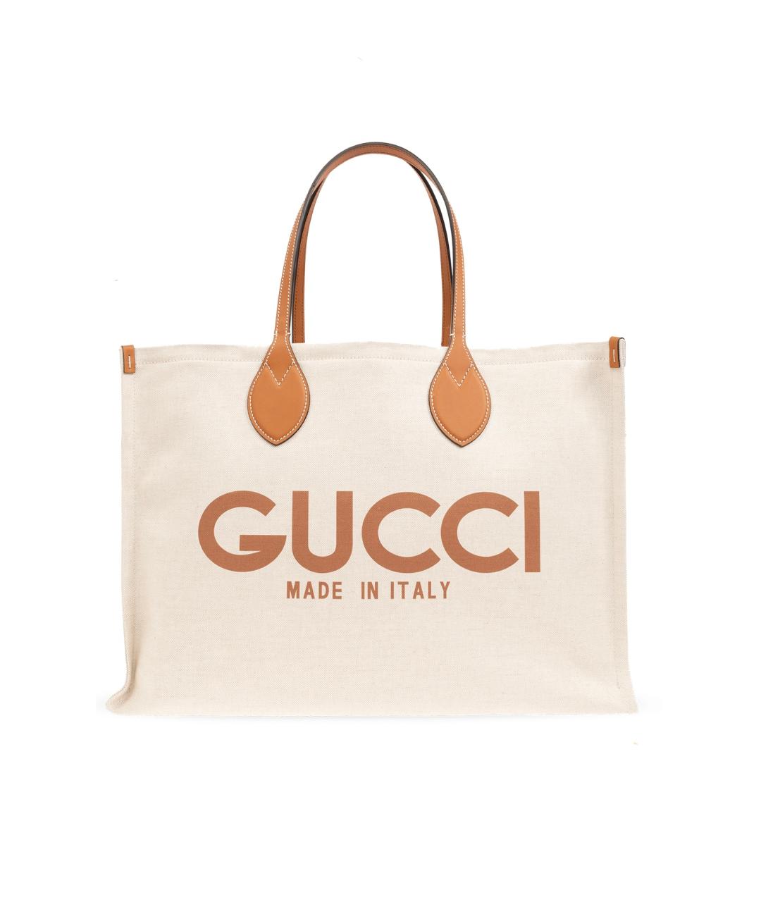 GUCCI Бежевая тканевая сумка с короткими ручками, фото 7