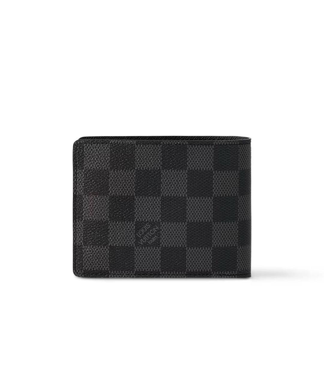 LOUIS VUITTON Черный кожаный кошелек, фото 3