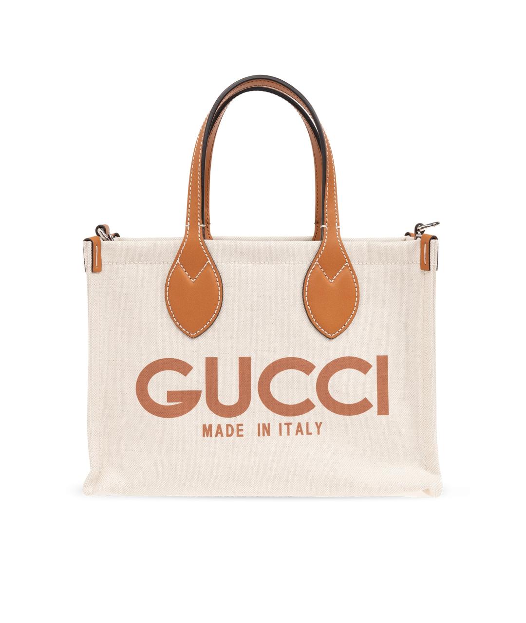 GUCCI Бежевая тканевая сумка тоут, фото 8