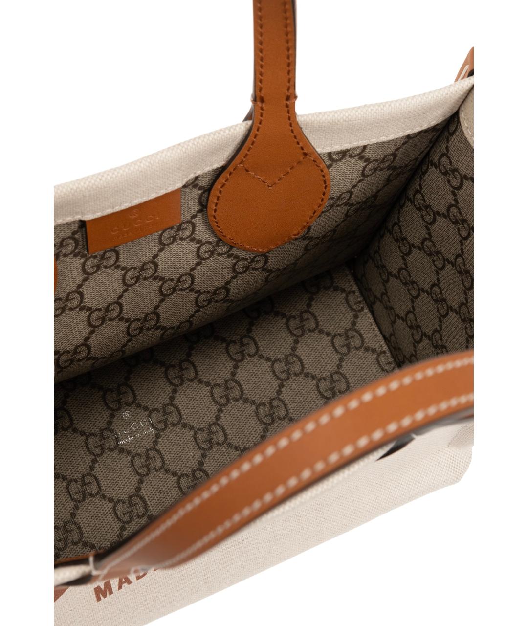 GUCCI Бежевая тканевая сумка тоут, фото 4