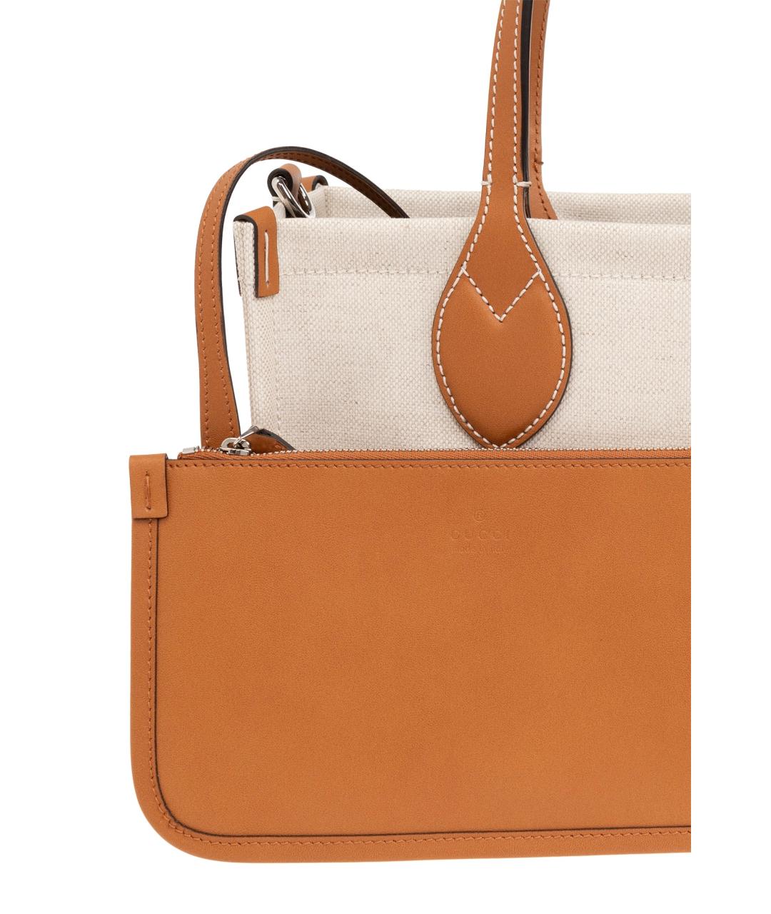 GUCCI Бежевая тканевая сумка тоут, фото 5